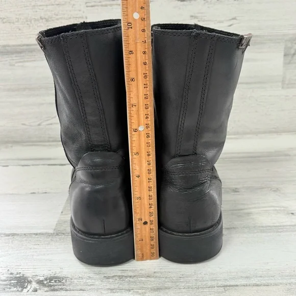 Harley Davidson Men’s Size 10.5 Black Leather Size Zip Riding Boots Square Toe